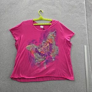 Just My Size Women Shirt 5X/5XG (30W-32W) Pink Graphic Print Crew Neck Pullover